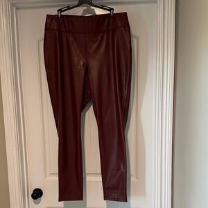 Burgundy Faux Leather Pants